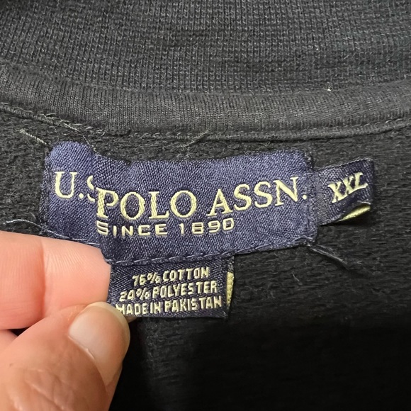 US Polo Assn 1/4 Zip Pullover Sweatshirt in Black Men’s Sz XXL - Picture 6 of 8